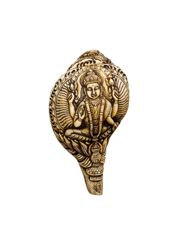 Conque de Lakshmi sculptée à la main