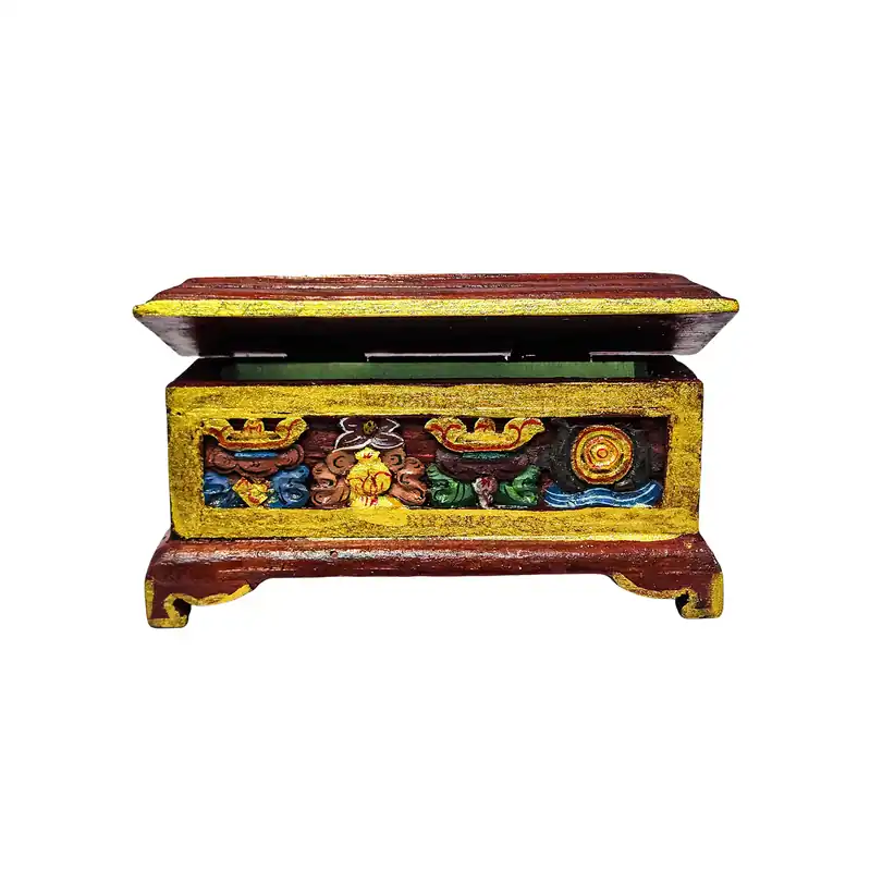 Brûleur d’encens en bois tibétain pour purification rituelle