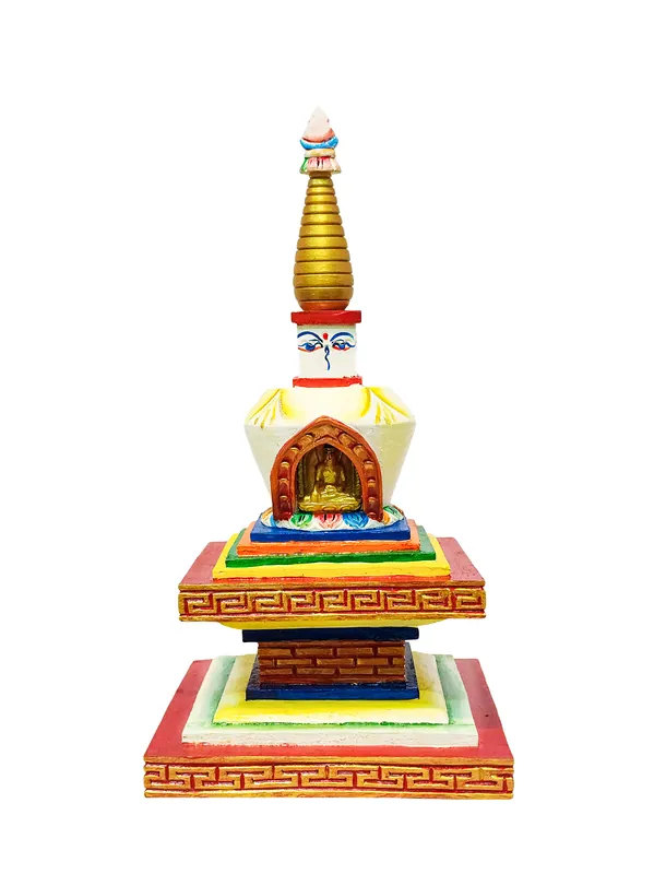 Stupa en bois de Shakyamuni Bouddha, 29 cm