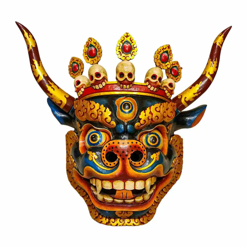 Masque en bois de peuplier de Yamantaka pour l’illumination