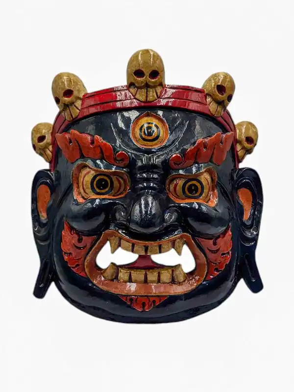 Masque en bois de Bhairav – Suspension murale en bois de peuplier
