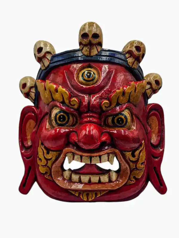 Masque en bois de Bhairav, suspension murale du Népal