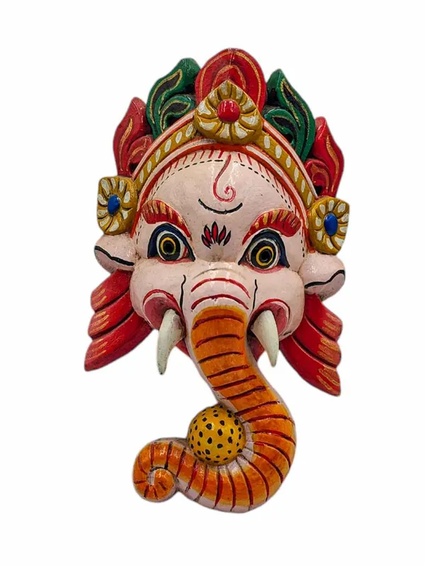 Masque en bois de Ganesh fabriqué à la main – Bois de peuplier