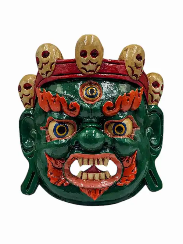 Masque en Bois de Bhairav – Tapisserie Murale en Peuplier