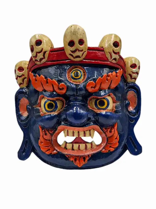 Masque en bois de Bhairav – Suspension murale en bois de peuplier
