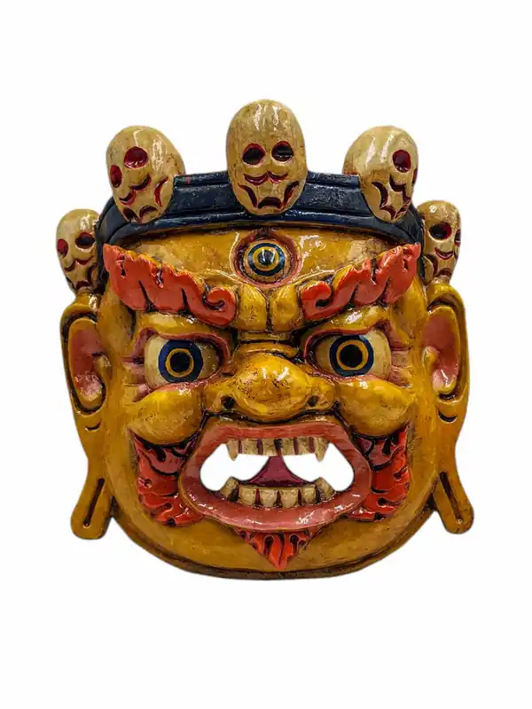 Masque en bois Bhairav – Décor mural