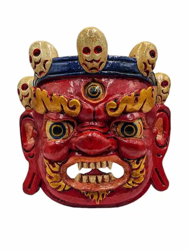Masque en bois de Bhairav suspendu au mur – Bois de peuplier
