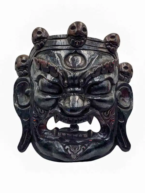 Masque mural Bhairav – En bois de peuplier fait main