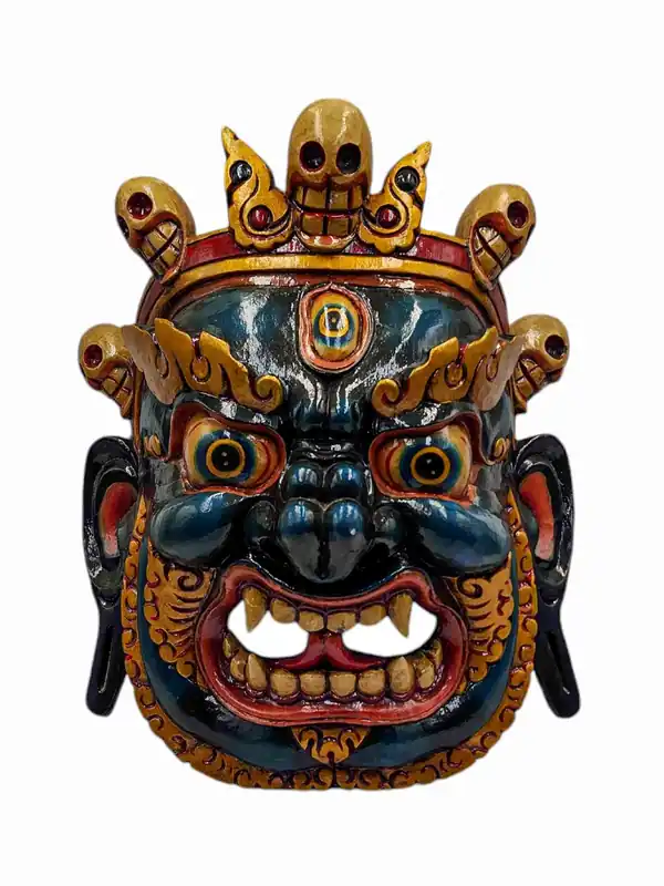 Masque en bois de Bhairav à suspendre – Bois de peuplier