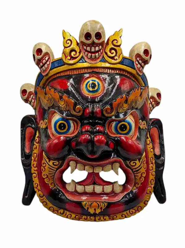 Masque en bois de Bhairav – Gardien de la puissance