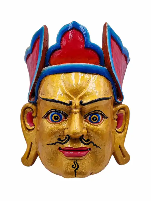 Masque en bois de Padmasambhava en bois de peuplier