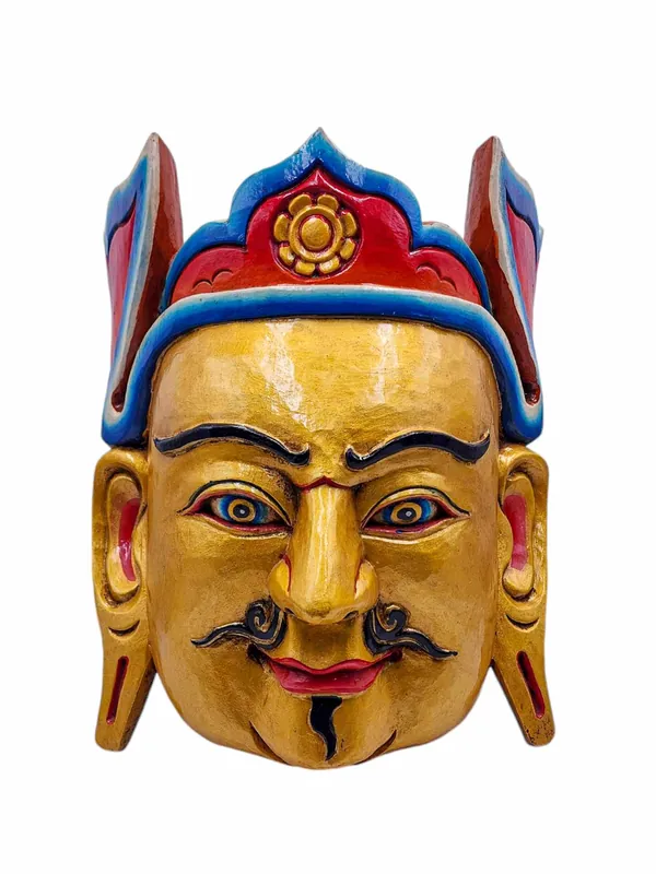 Tête de masque en bois de Padmasambhava