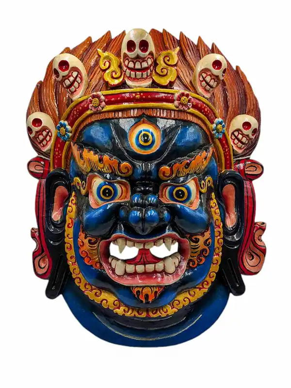 Masque en bois de Bhairav – Gardien de la force