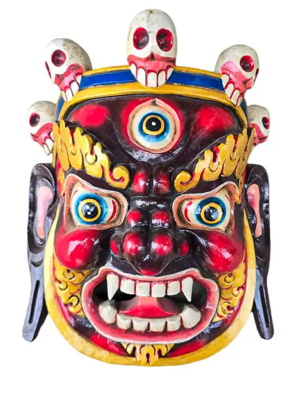 Masque en Bois de Peuplier de Bhairav représentant Shiva Colérique