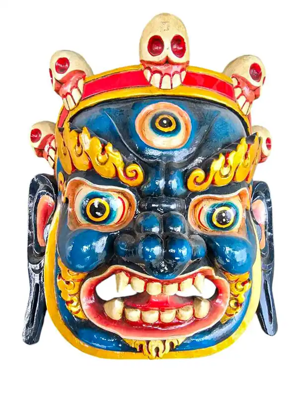 Masque de Bhairav en bois de peuplier