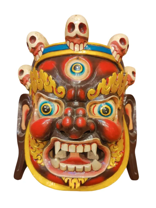 Masque en bois de Bhairav – Gardien du Pouvoir