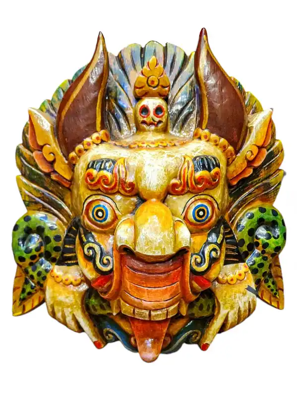 Masque en bois du Dieu de la Productivité en Peuplier