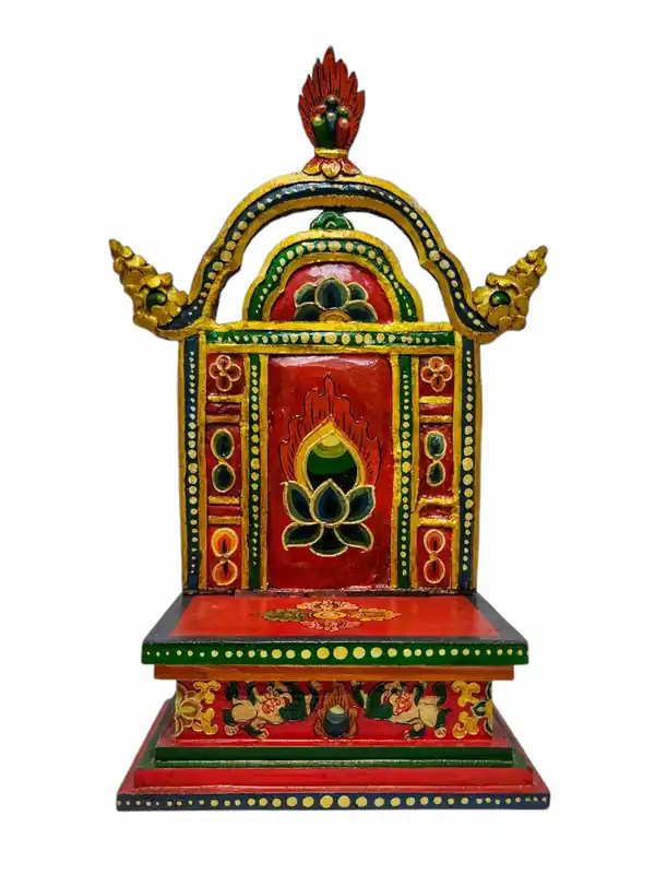 Trône en Bois Sacré pour Statues – Design Durable, Artisanat Traditionnel