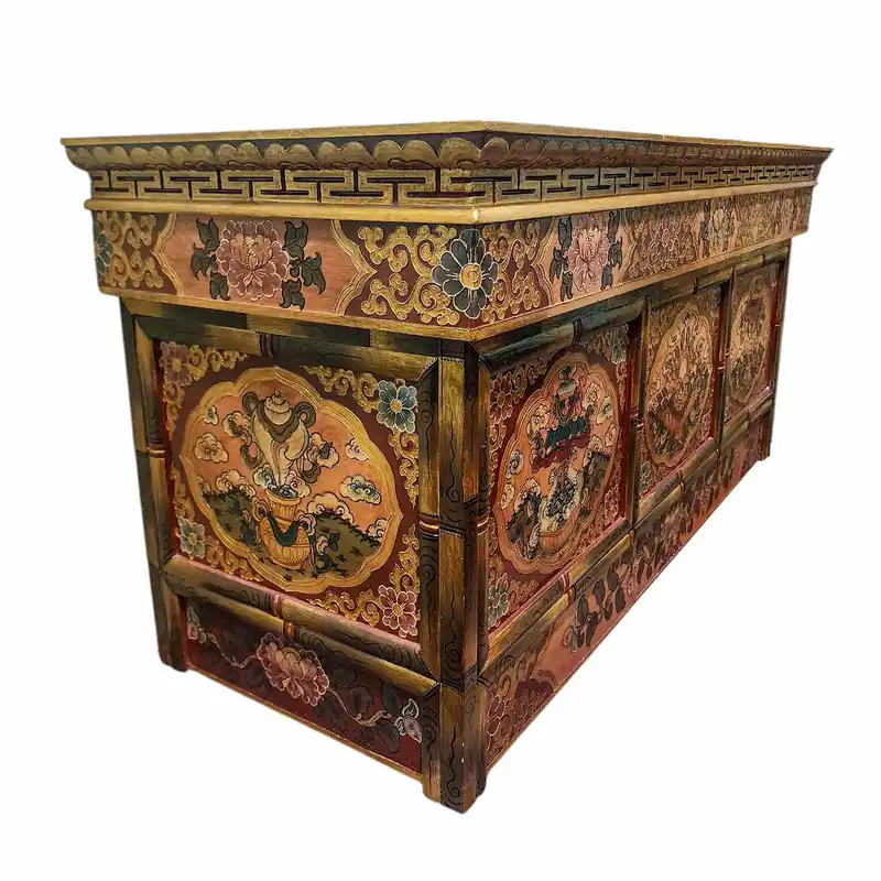 Table méditative pliable tibétaine avec Ashtamangala