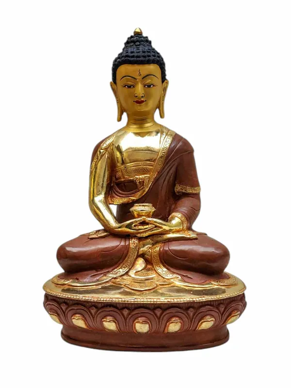 Statue du Bouddha Amitabha – Finition en cuivre doré