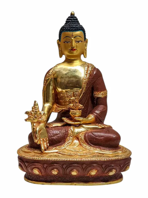 Statue du Bouddha de Médecine curative – Cuivre, Plaqué or