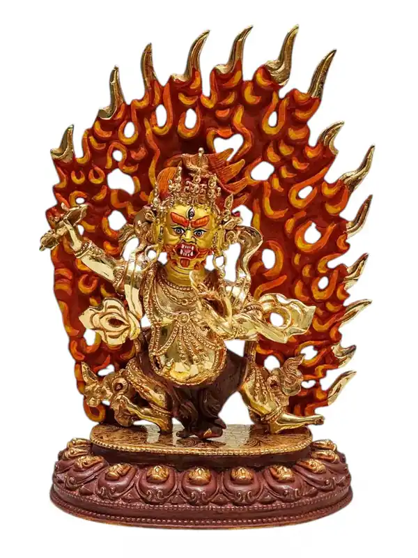 Statue de Vajrapani en cuivre – Partiellement dorée