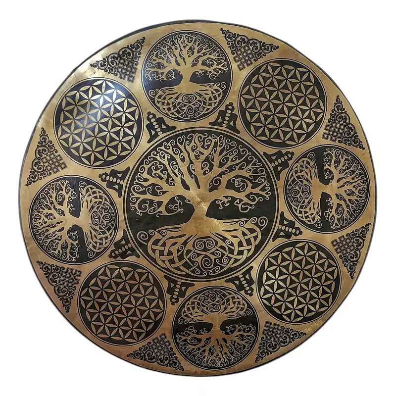 Gong en bronze divin avec gravures de mandala pour les pratiques sacrées du Vajrayana