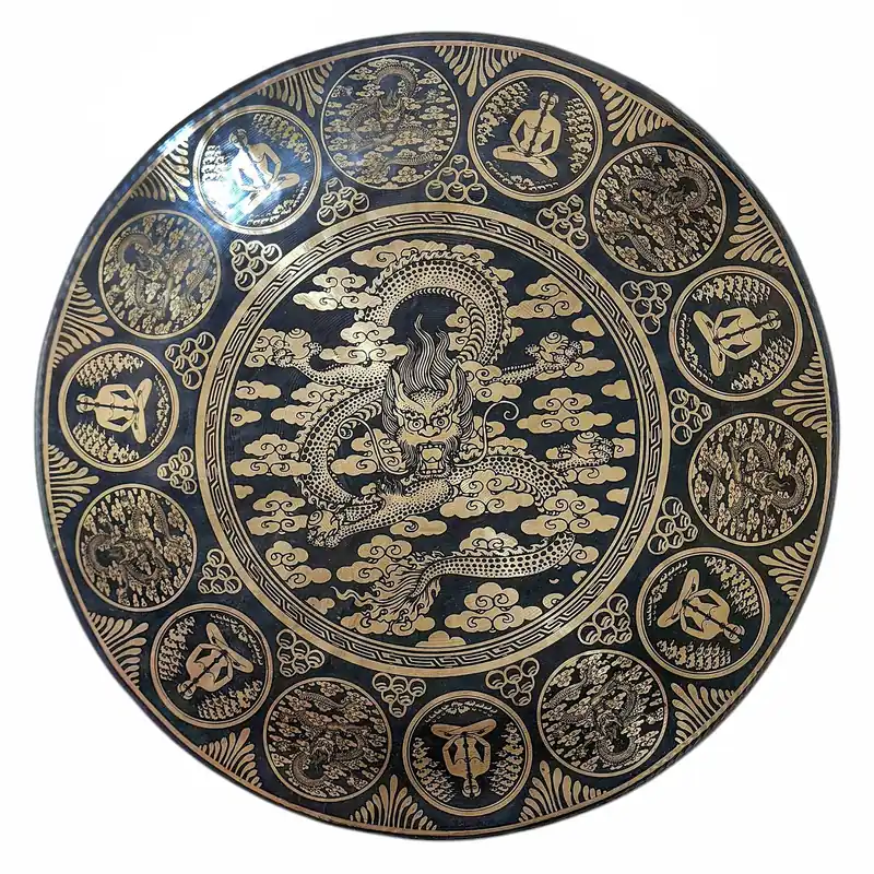 Gong en Bronze Gravé de Mandala pour l’Éveil Spirituel