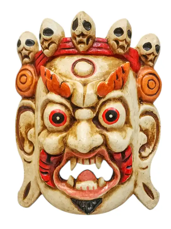Masque en bois de Bhairav – Gardien de la puissance