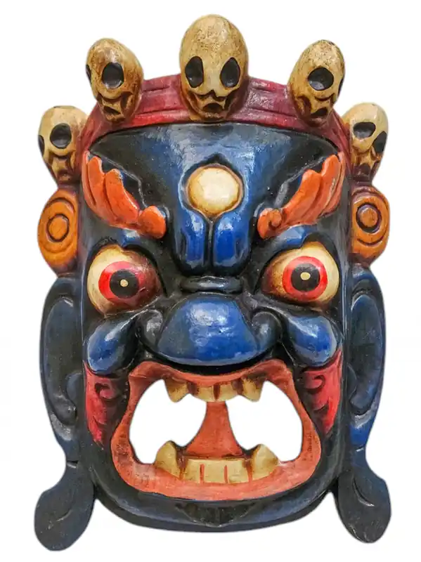 Sculpture murale en bois de peuplier de Bhairav
