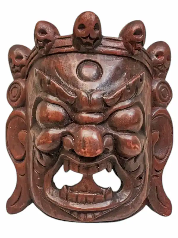Masque en bois de Bhairav – Décoration de Shiva courroucé