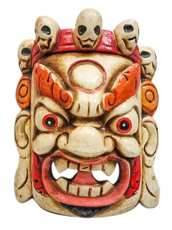Masque en bois de Bhairav – Suspension murale en bois de peuplier