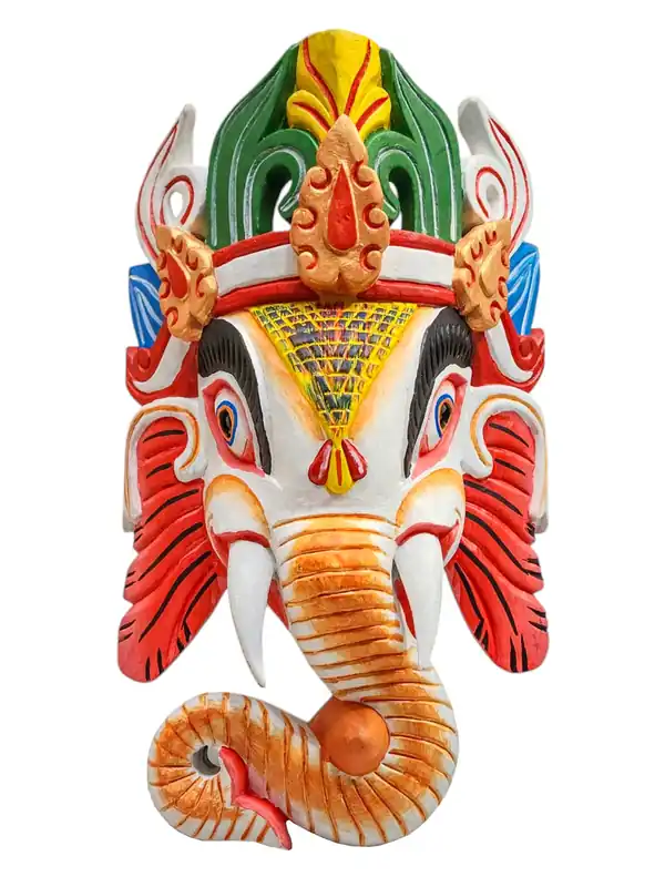 Masque de Ganesh – Sculpture en bois de peuplier