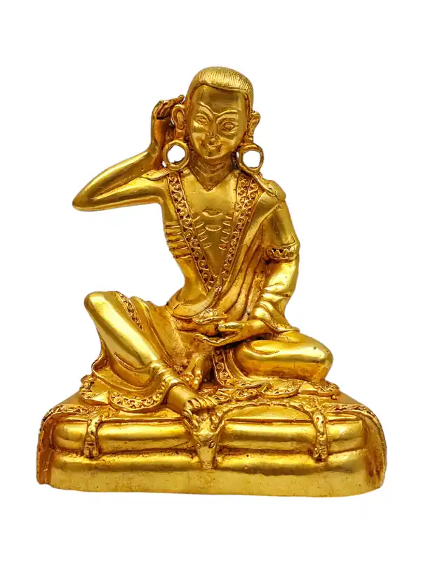 Statue miniature en cuivre de Milarepa – Symbole de persévérance et d’illumination