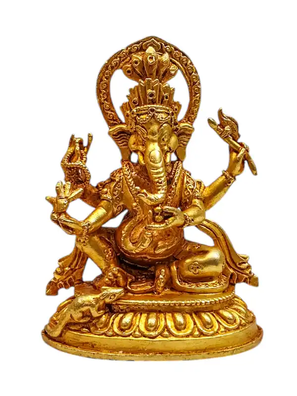 Statue miniature en cuivre de Ganesh – Éliminateur d’obstacles et Dieu de la sagesse, 8 cm