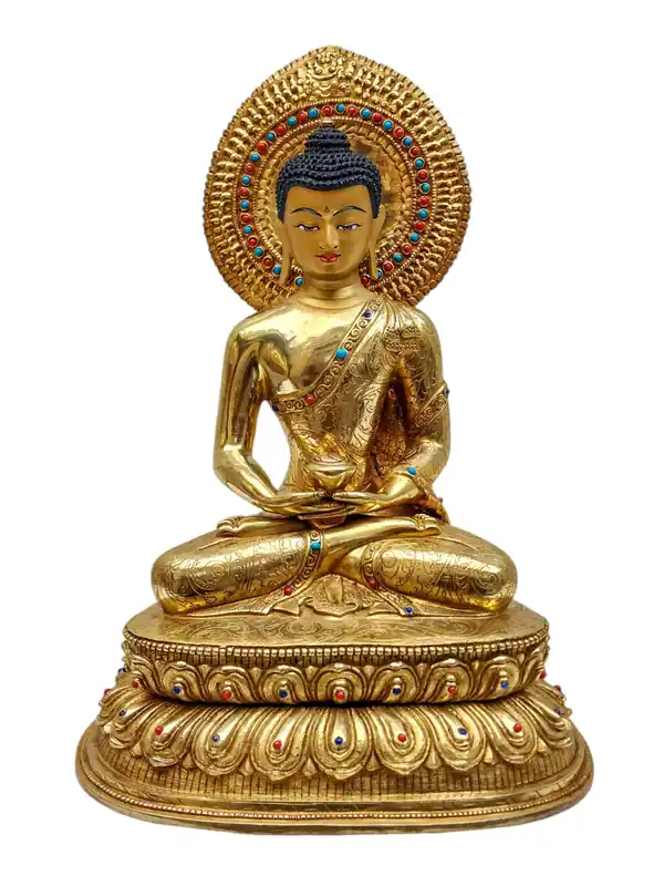 Statue en cuivre doré du Bouddha Amitabha