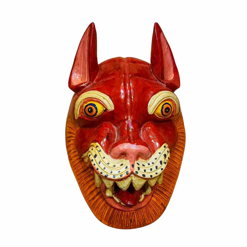 Masque en Bois d’Animal Accroché au Mur en Bois de Peuplier