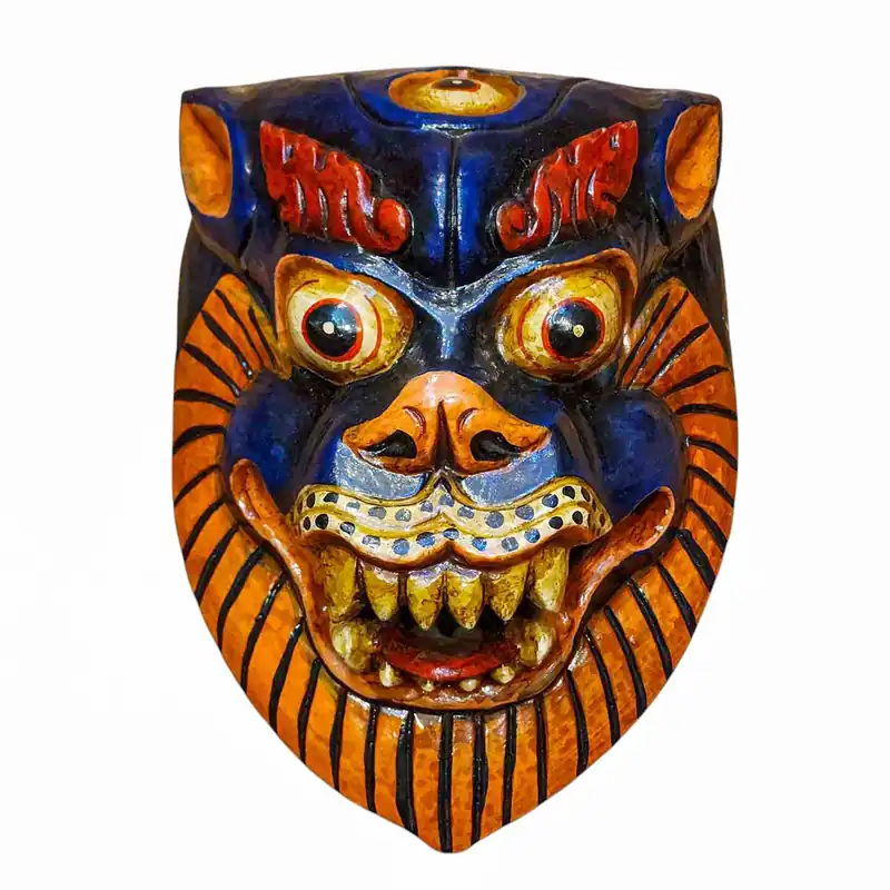 Masque en bois tibétain, suspension murale en peuplier