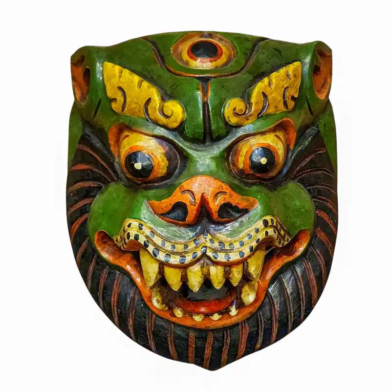 Masque en bois d’animal mural en bois de peuplier