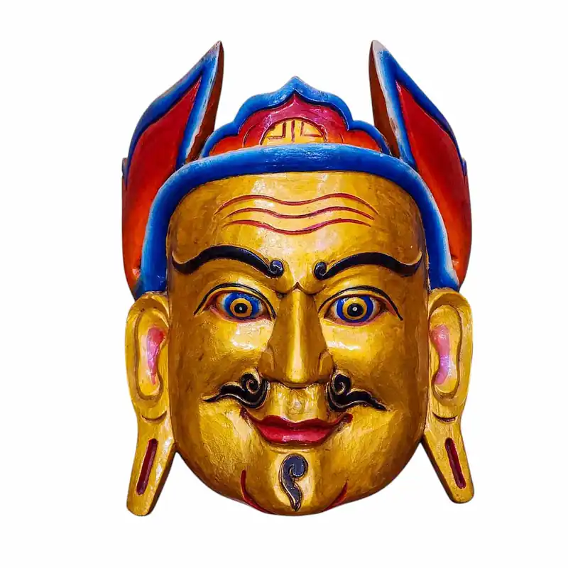 Masque en Bois de Padmasambhava Accroché au Mur