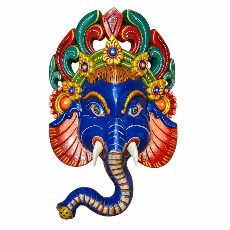 Masque en bois de Ganesh en bois de peuplier