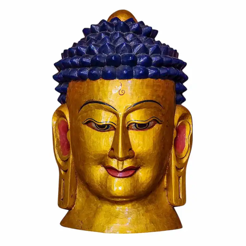 Masque en bois de Bouddha – Décoration murale en bois de peuplier