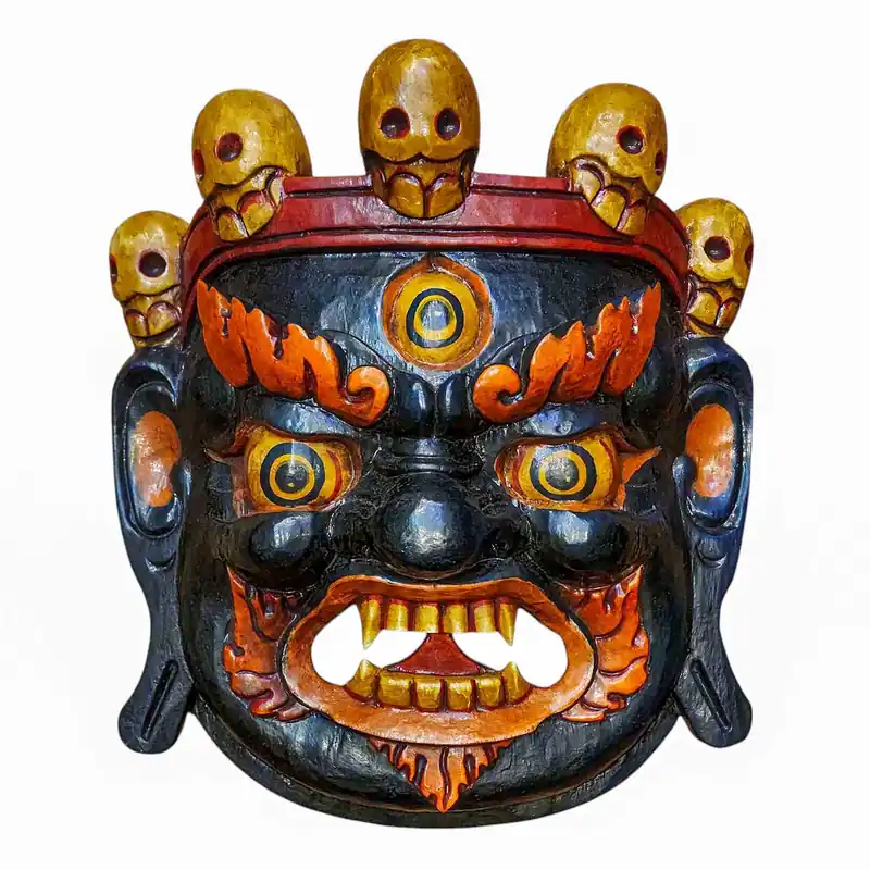 Masque en bois Bahirav mural en peuplier