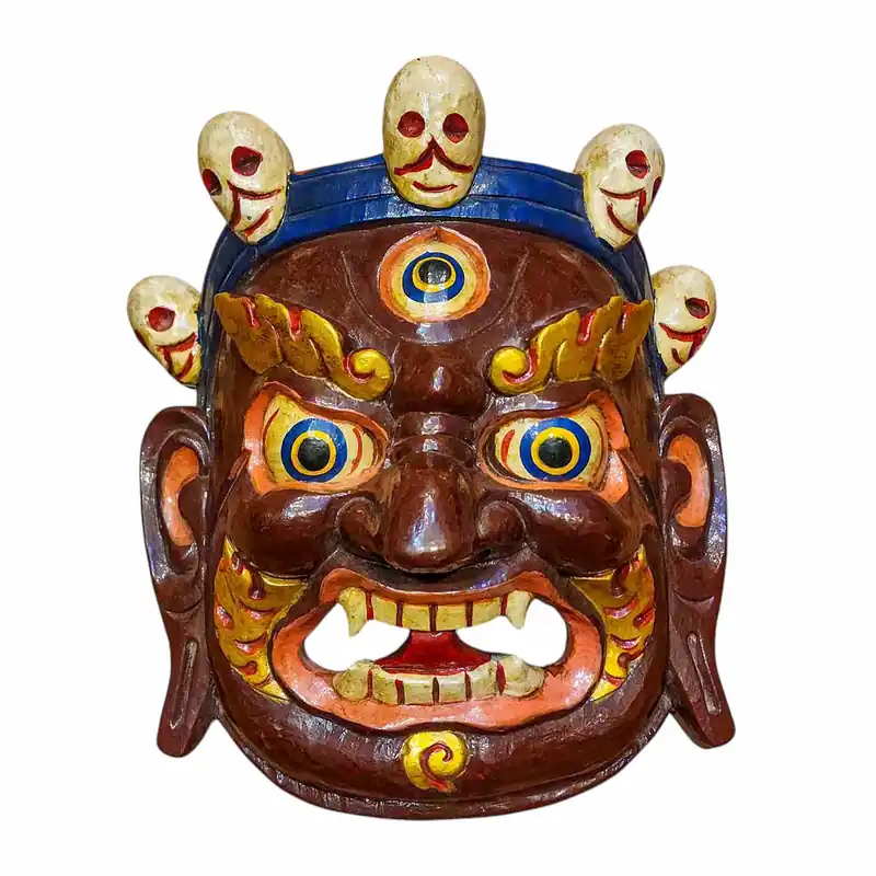 Masque en bois Bahirav – Suspension murale en bois de peuplier