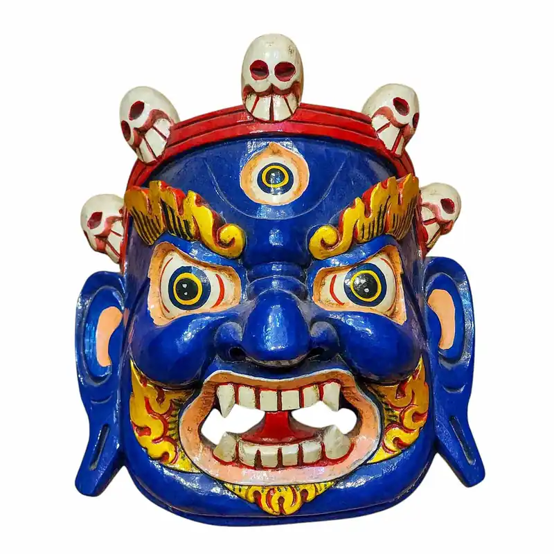 Masque en bois Bahirav, pendu au mur – Peuplier
