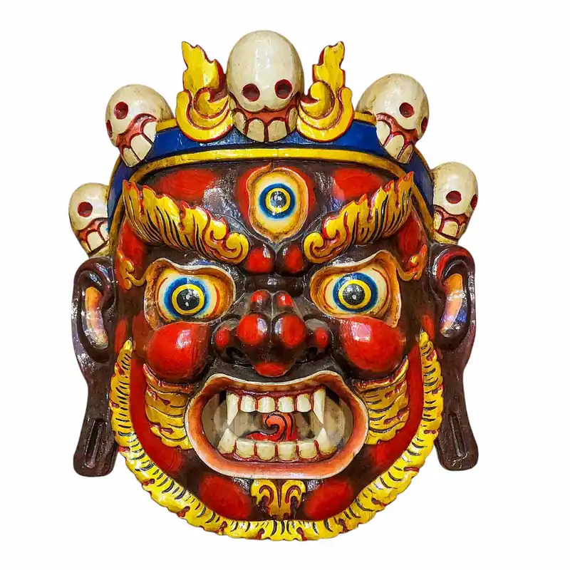 Masque en Bois Bahirav, Suspension Murale en Bois de Peuplier