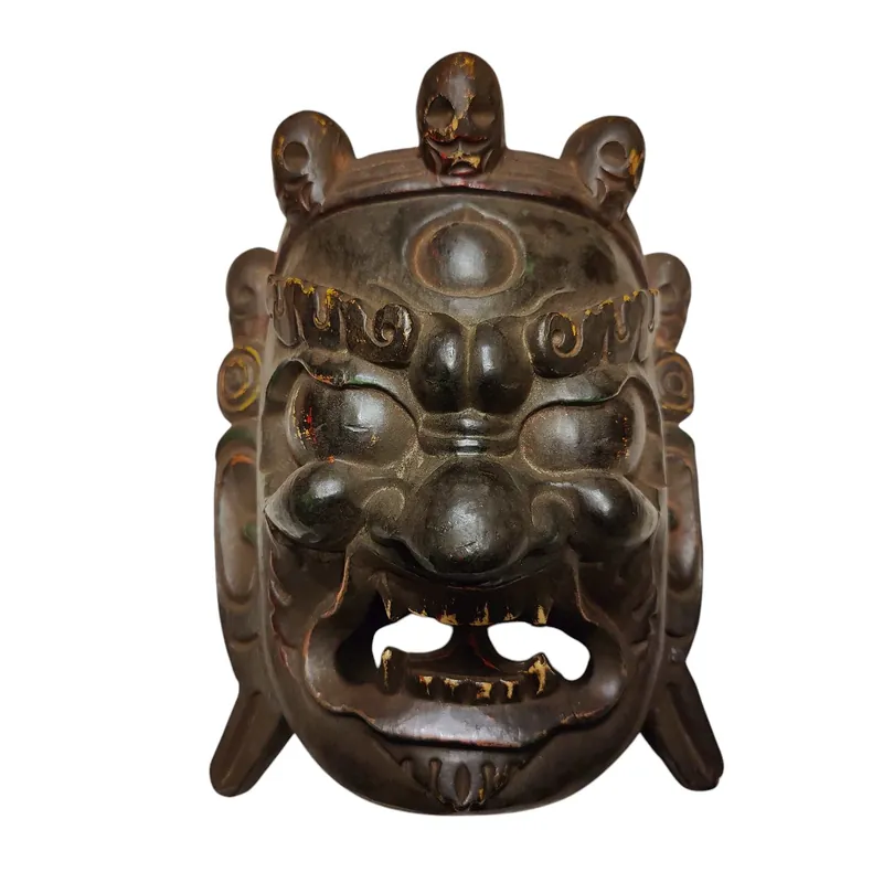 Masque en bois de Bhairav – Sculpture en bois de peuplier
