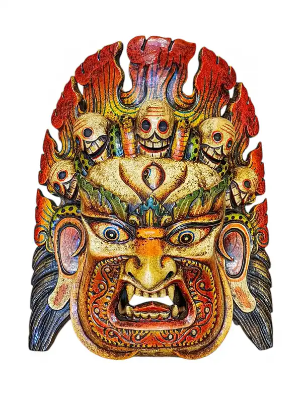 Masque en bois de Bhairav de feu du Népal