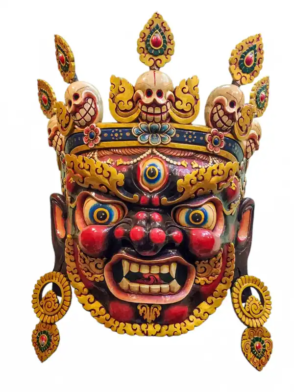 Masque en bois de Bhairav – Art en bois de peuplier