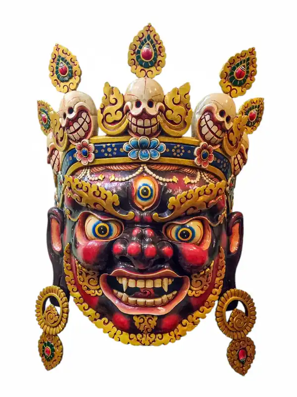 Masque mural en bois de Bhairav – Shiva colérique